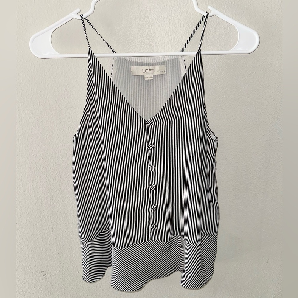 LOFT Black and White Striped Camisole